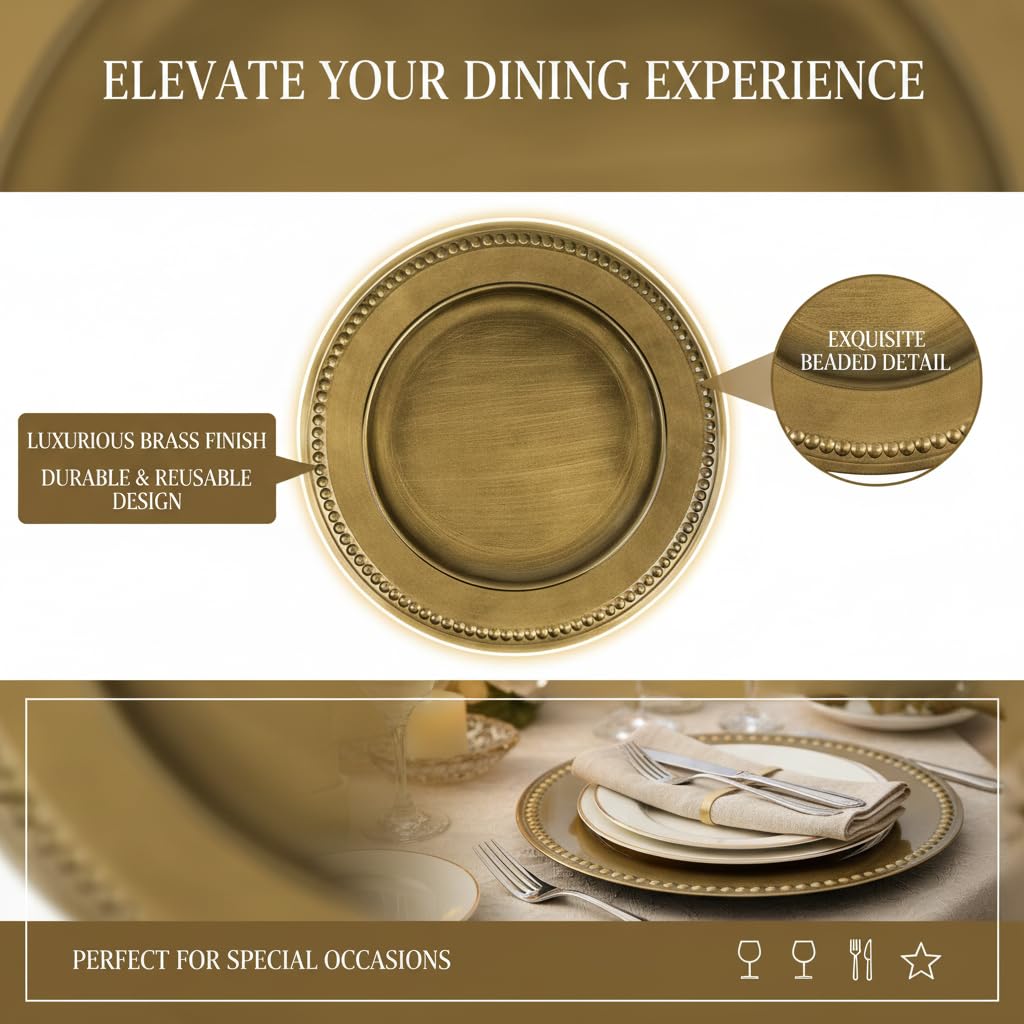 Gold Charger Plates Set of 12 G9465
