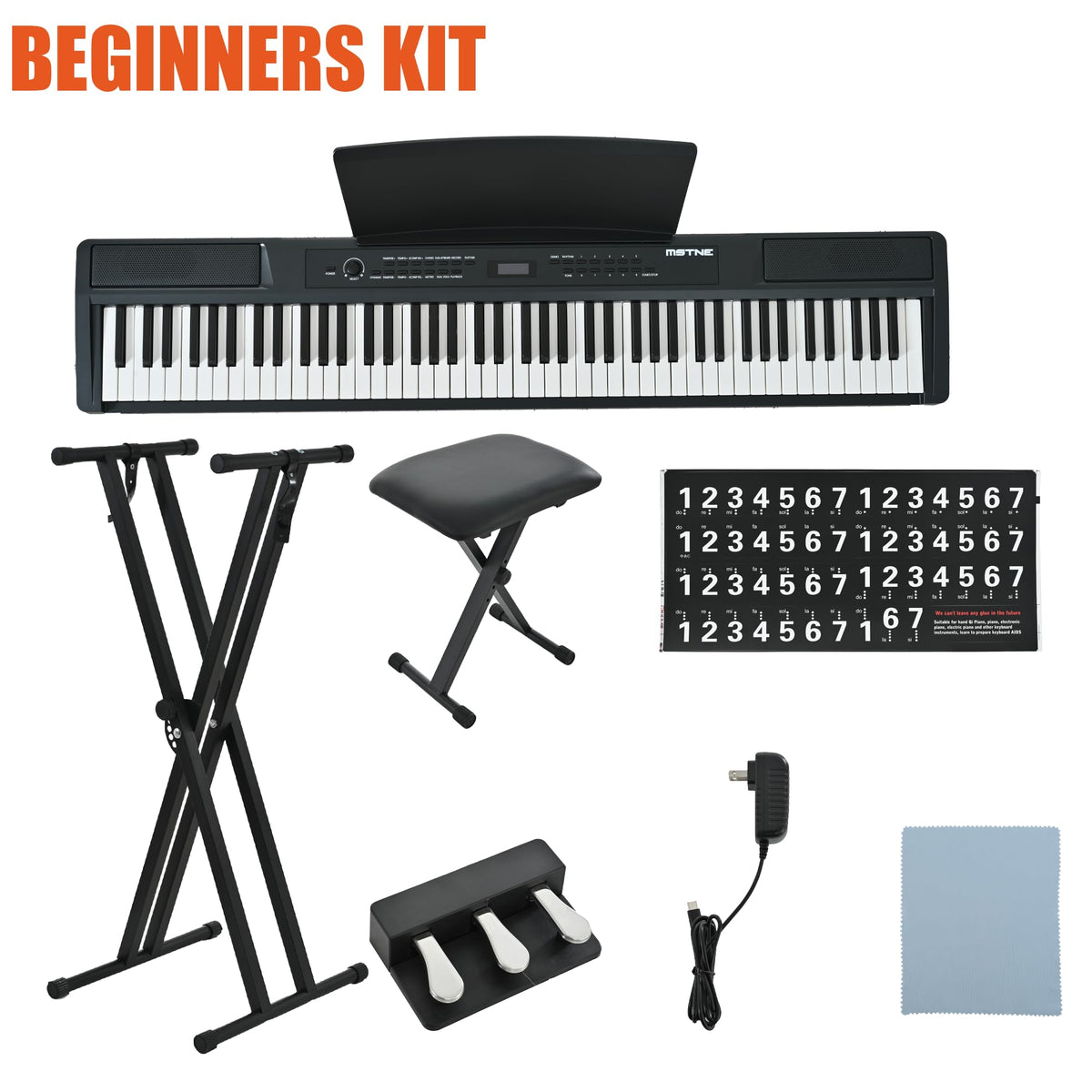 88 Key Weighted Digital Piano with Bench and 3 Pedal Unit Y415