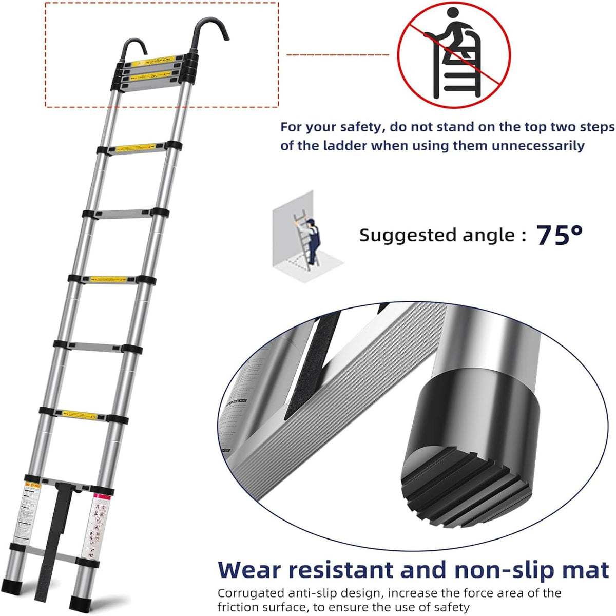 10.5ft Aluminum Telescoping Ladder 330 lbs Capacity K568028