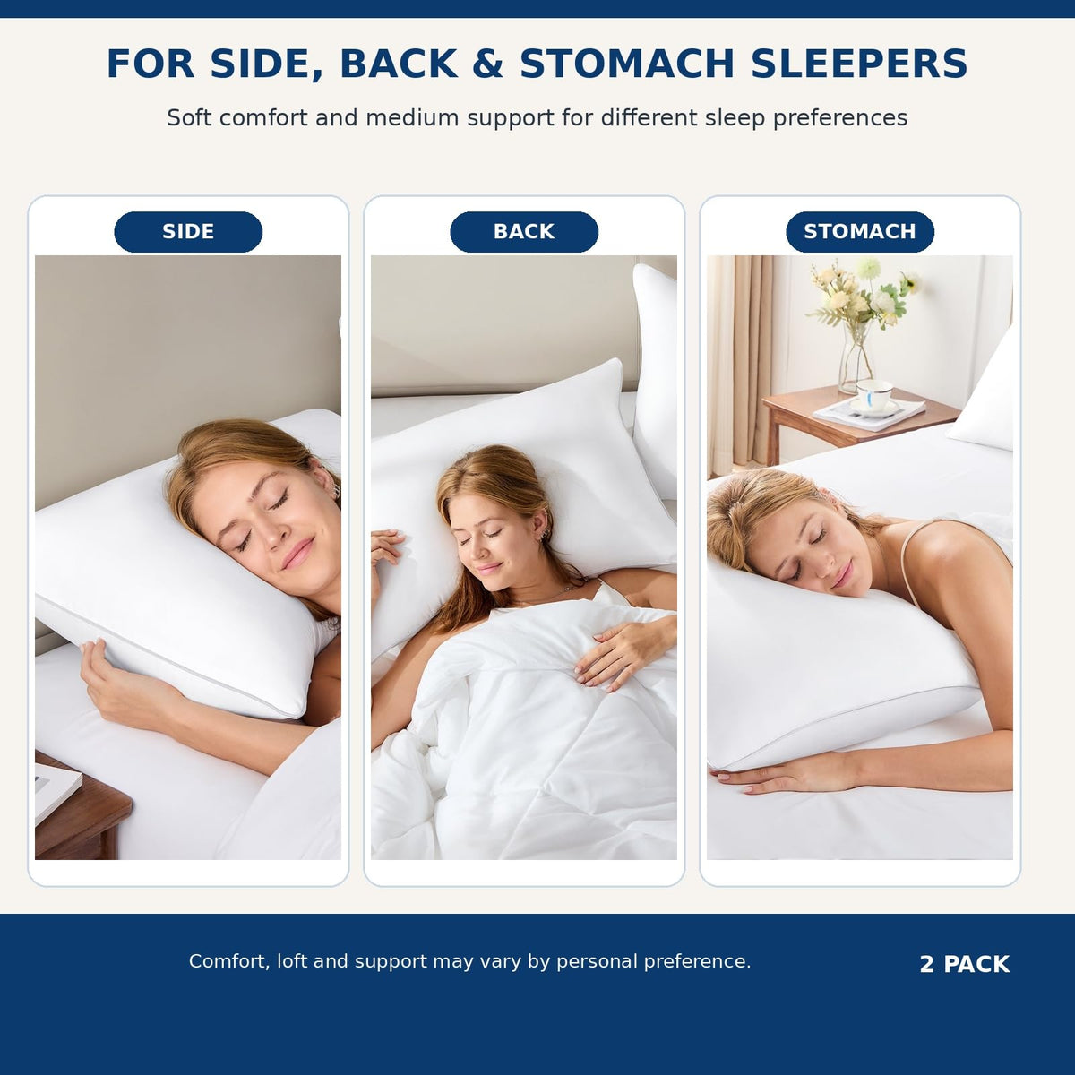 King Size Set of 2 Bed Pillows N1702