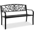 Black Steel Outdoor Bench with Floral Backrest R3304