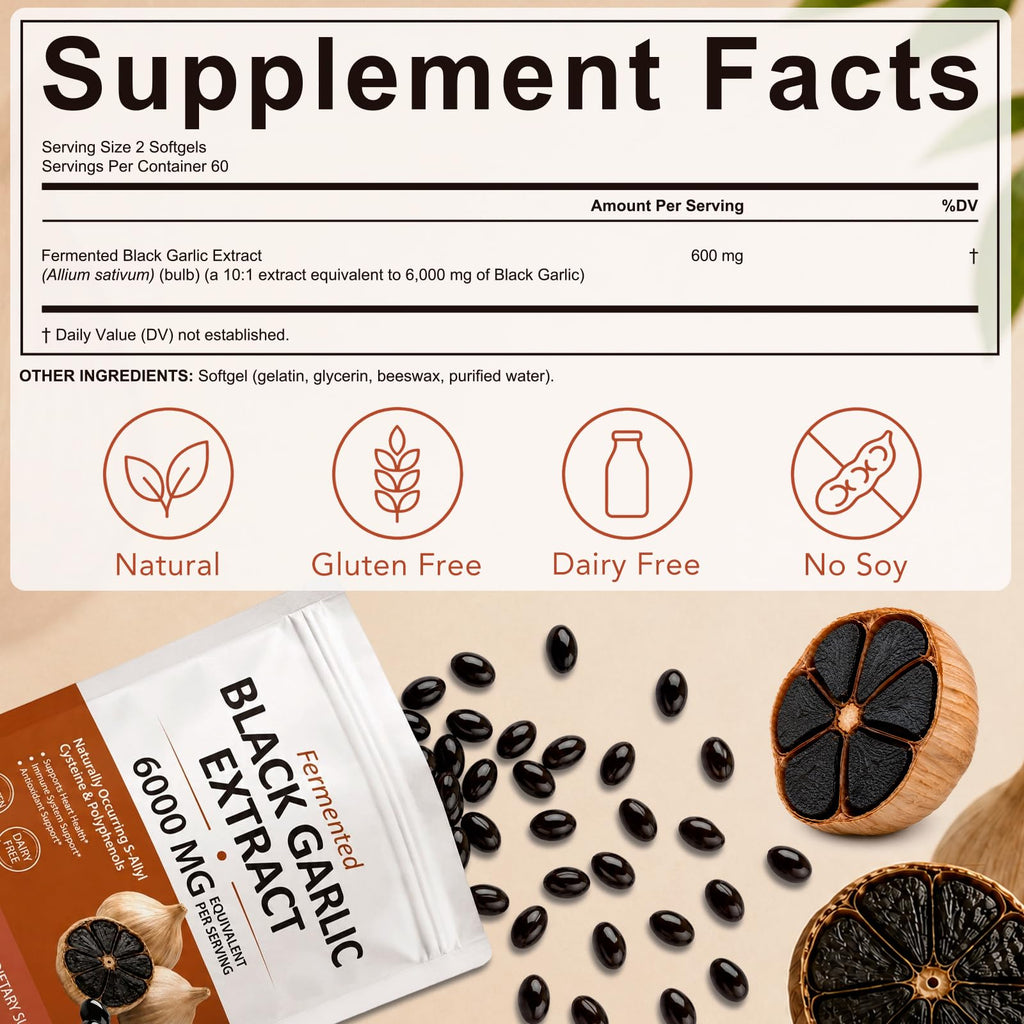 Black Garlic Softgels 6000mg 120 Softgels J4748