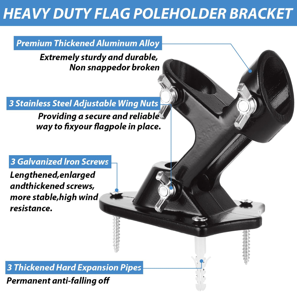4 Pack Aluminum Flag Pole Holder Brackets 1 inch C579942