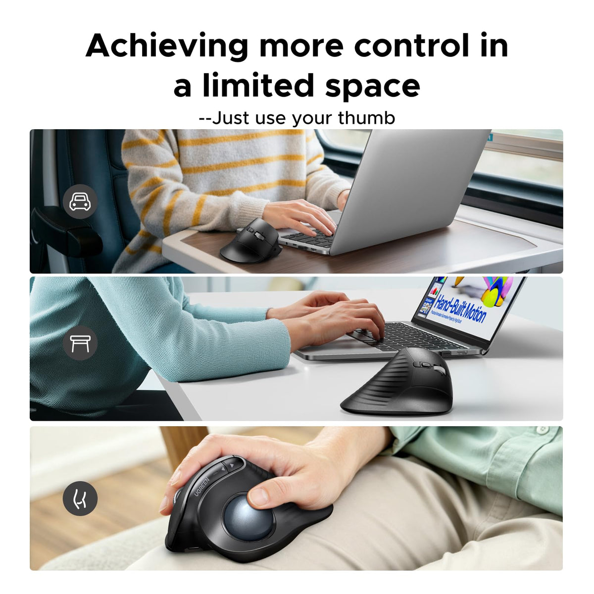 Wireless Trackball Mouse, Bluetooth & 2.4G, Thumb Control S397
