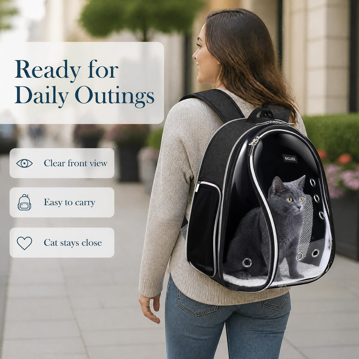 Cat Carrier Backpack Bubble 18 Lbs Black H26864
