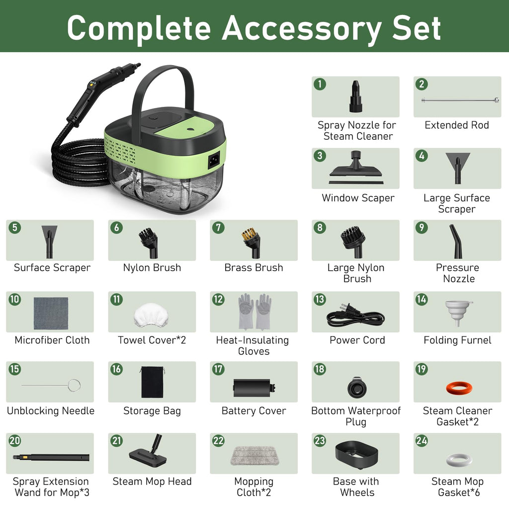 14 IN 1 Steam Cleaner Mop, Handheld Steamer, 1.6L Tank Q862
