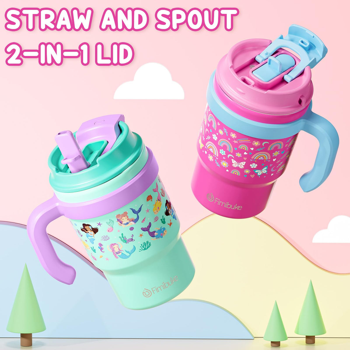 16oz Kids Insulated Tumbler with Handle, 2 Pack W532