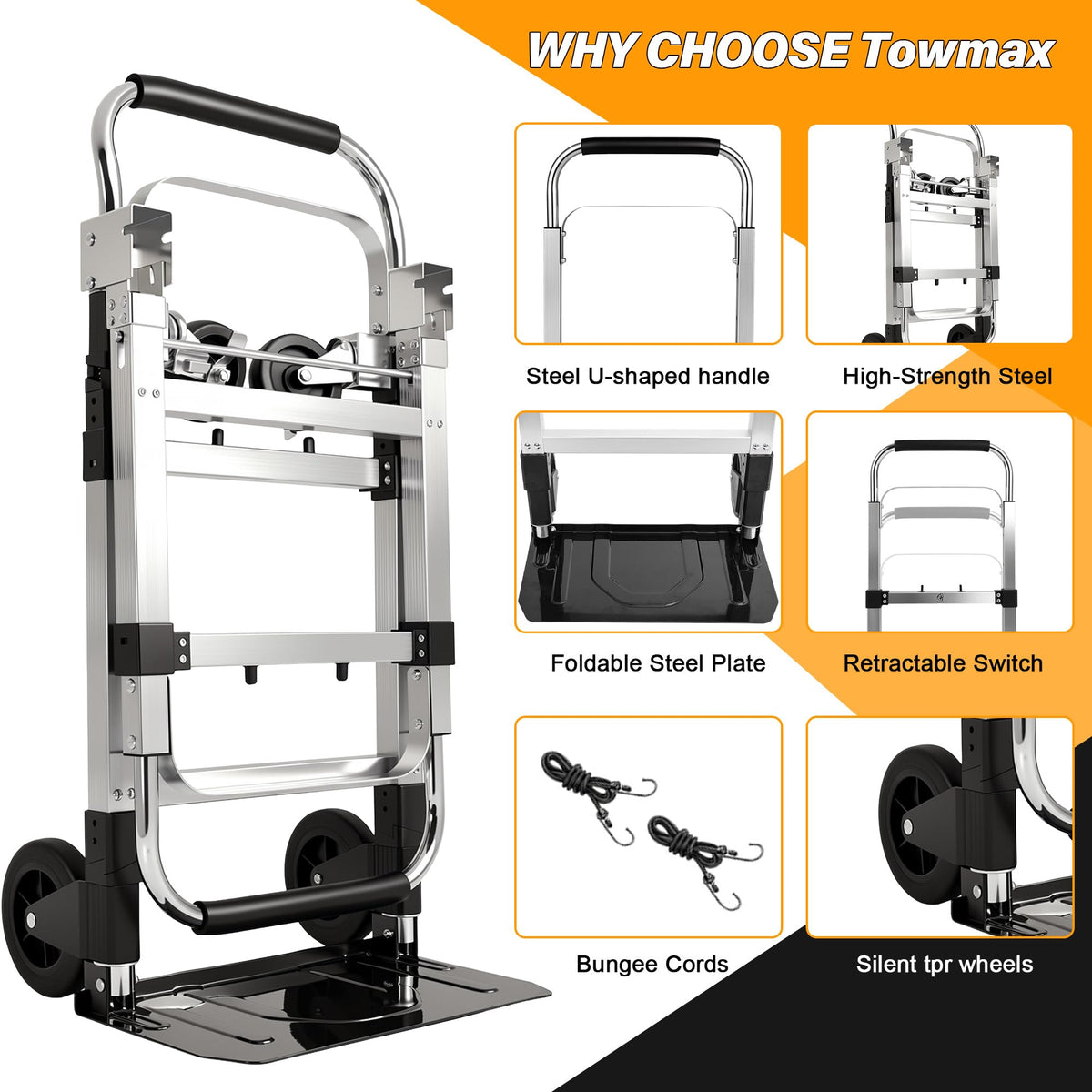 3 in 1 Convertible Folding Hand Truck with 2 Straps O286