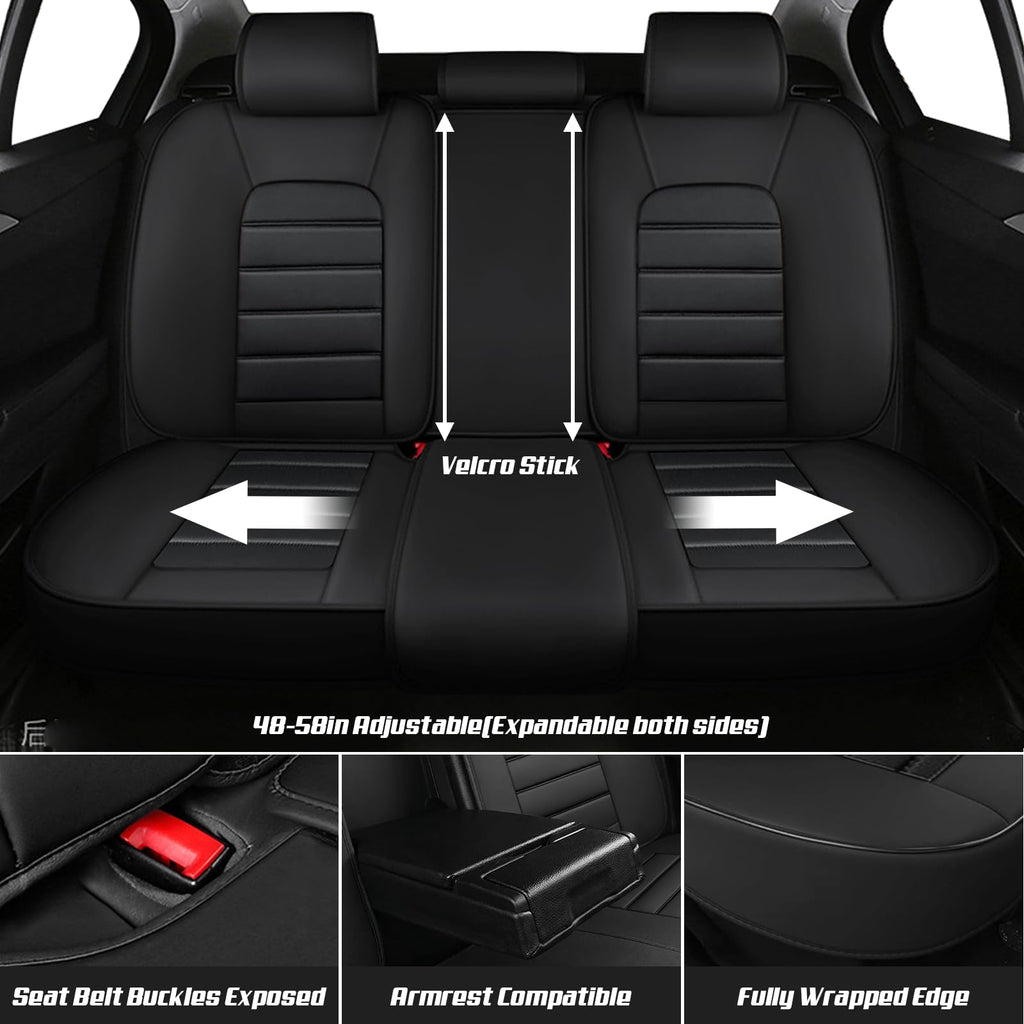 Waterproof Nappa Leather Car Seat Covers Standard 5 Seats Black & Red Y15207