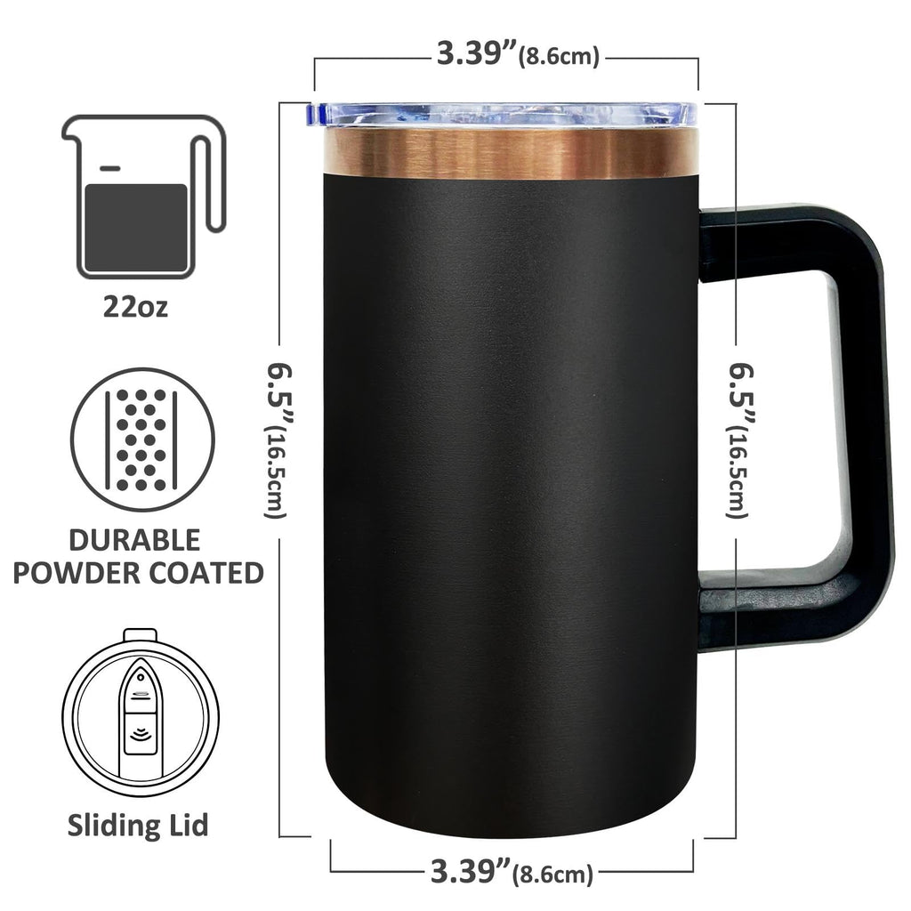 22oz Insulated Coffee Mug with Handle and Lid Black G265733
