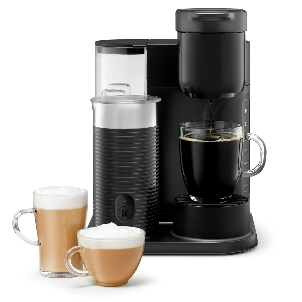 Black Single Serve Coffee Maker with Milk Frother M6103