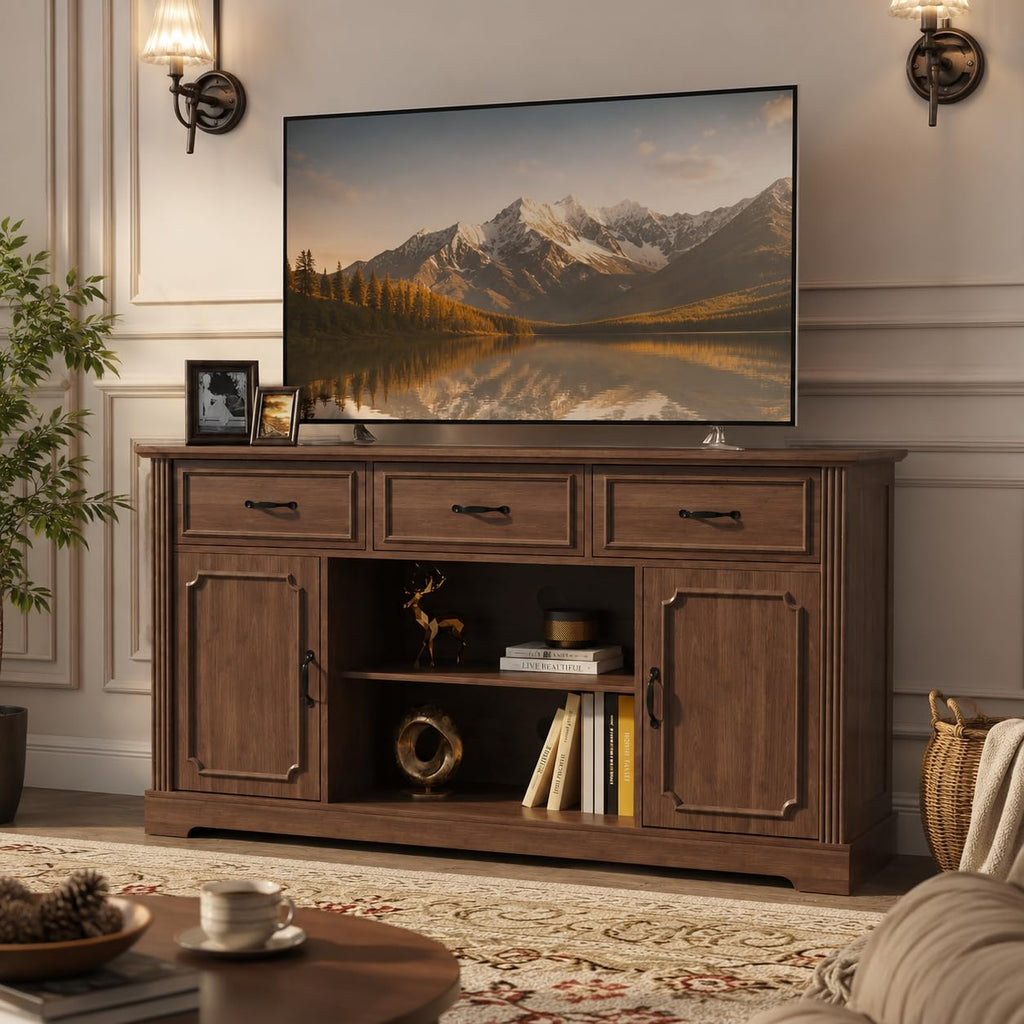 Mid Century Wood TV Stand with 3 Drawers L78222
