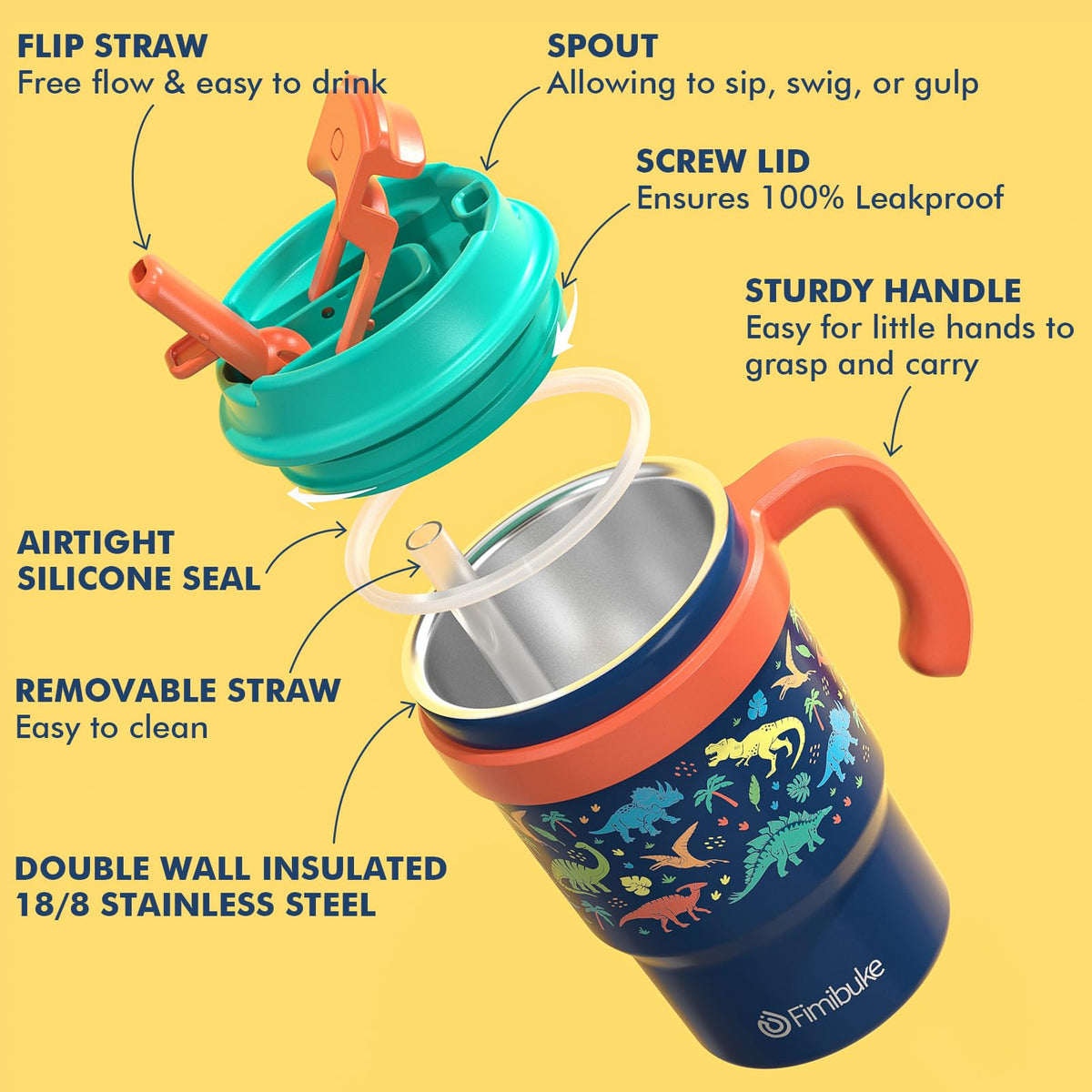 16oz Kids Insulated Tumbler with Handle, 2 Pack W532