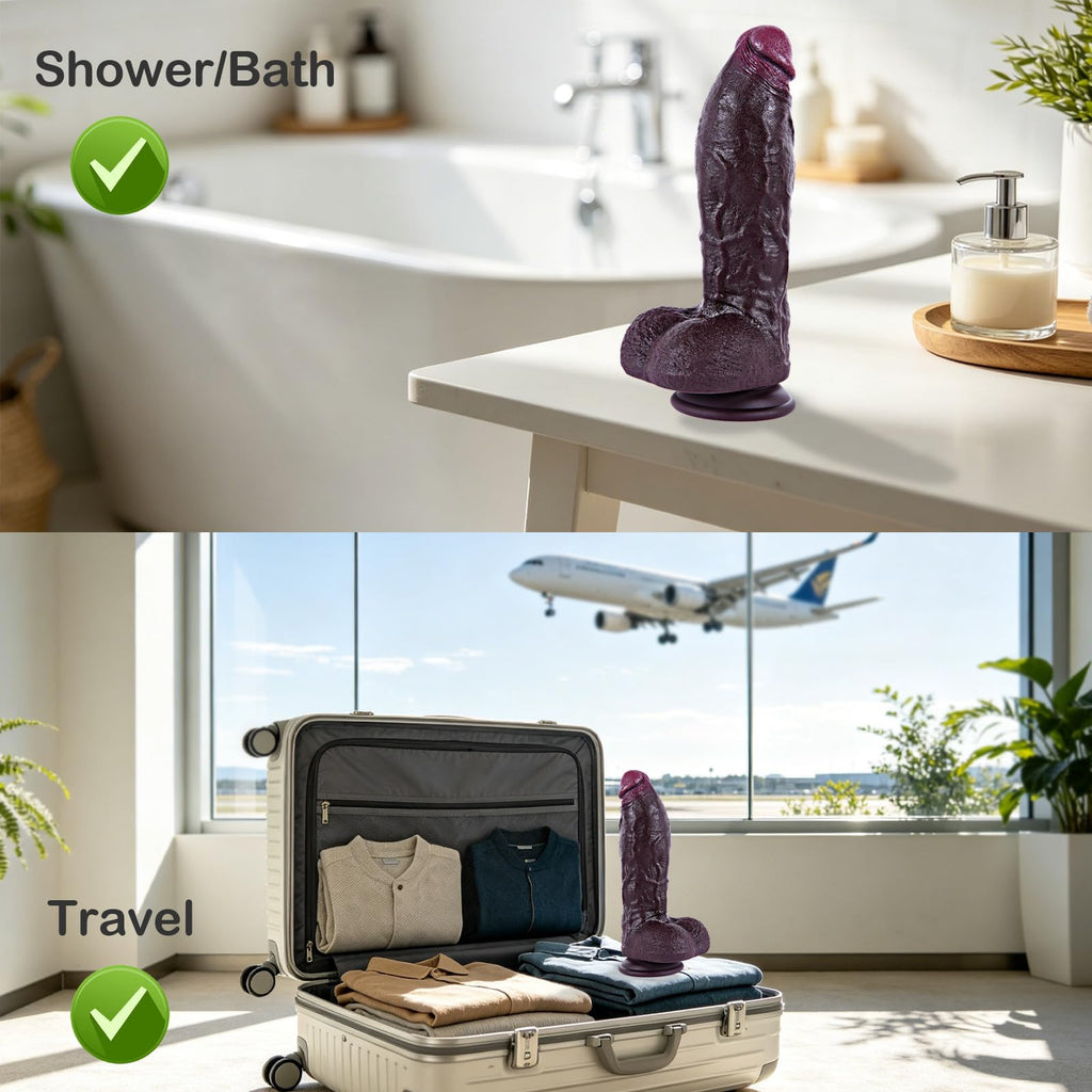 9.7" Dual Density Black Dildo with Suction Cup I595983