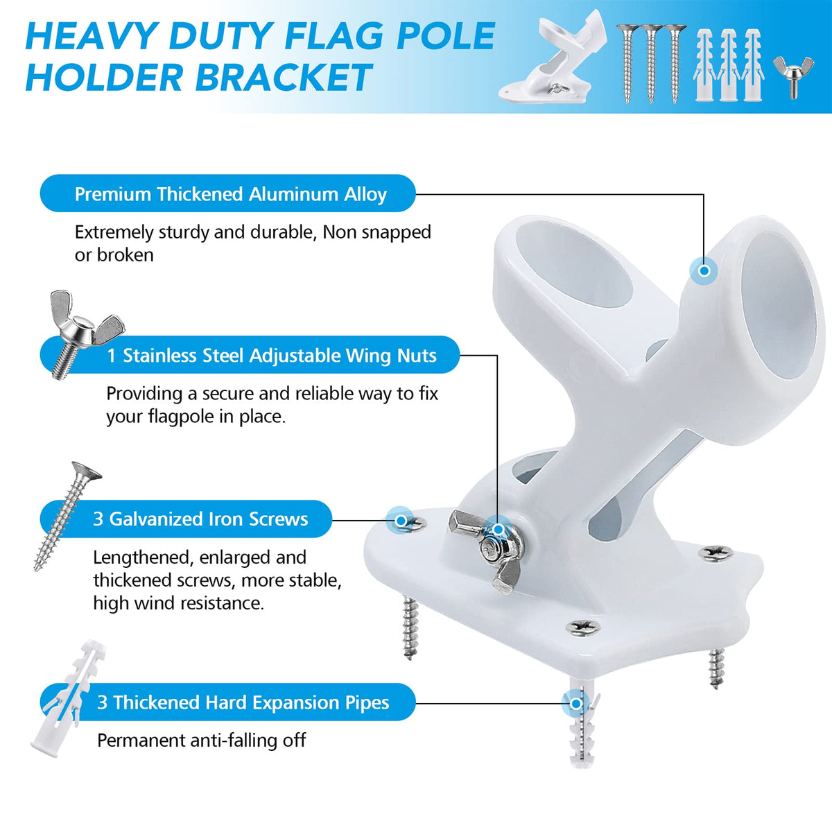 Heavy Duty Aluminum Flag Pole Holder V889103