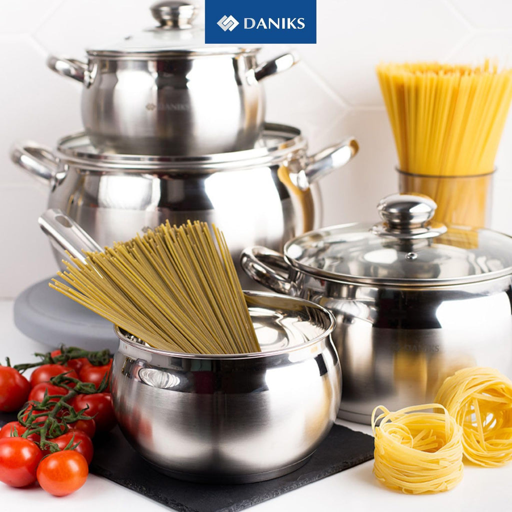 6.5 Quart Stainless Steel Stock Pot with Glass Lid O985504