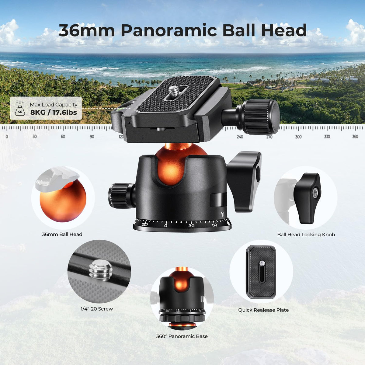 Carbon Fiber Camera Tripod with Ball Head C617