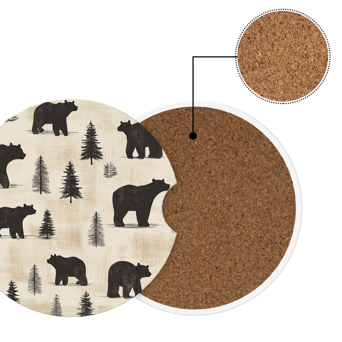 Black Bear Ceramic Car Coasters Set of 2 H87323