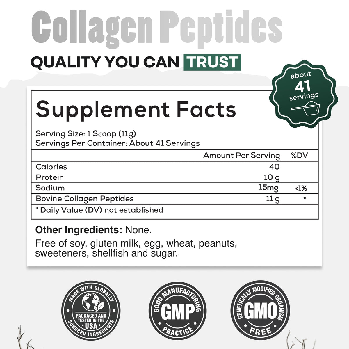 Collagen Peptides Powder Grass-Fed Hydrolyzed 16oz R645