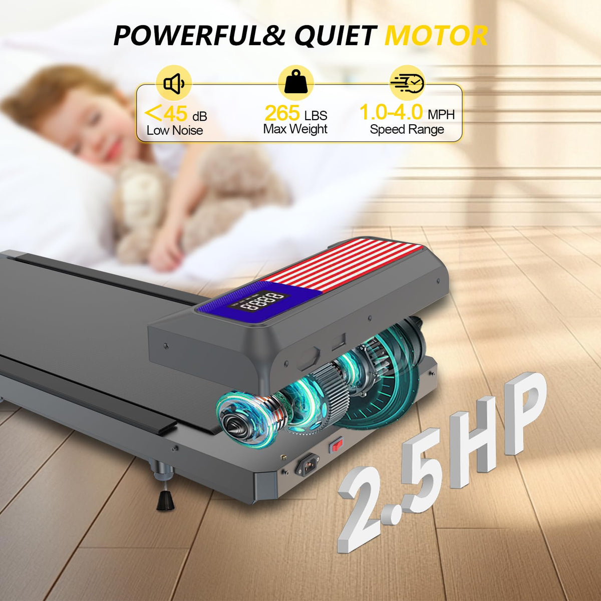 2.5HP Compact Quiet Walking Treadmill E46184