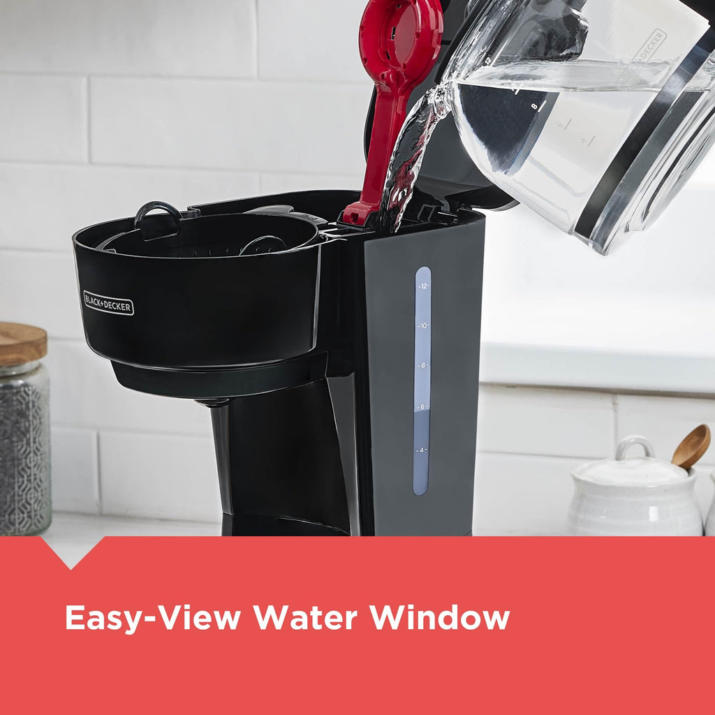 12-Cup Coffee Maker with Removable Filter Basket, Black K495504