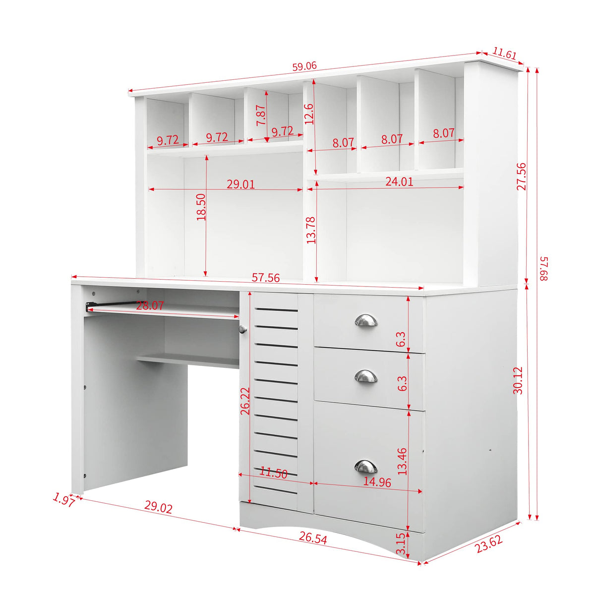 White Computer Desk with Hutch I977262