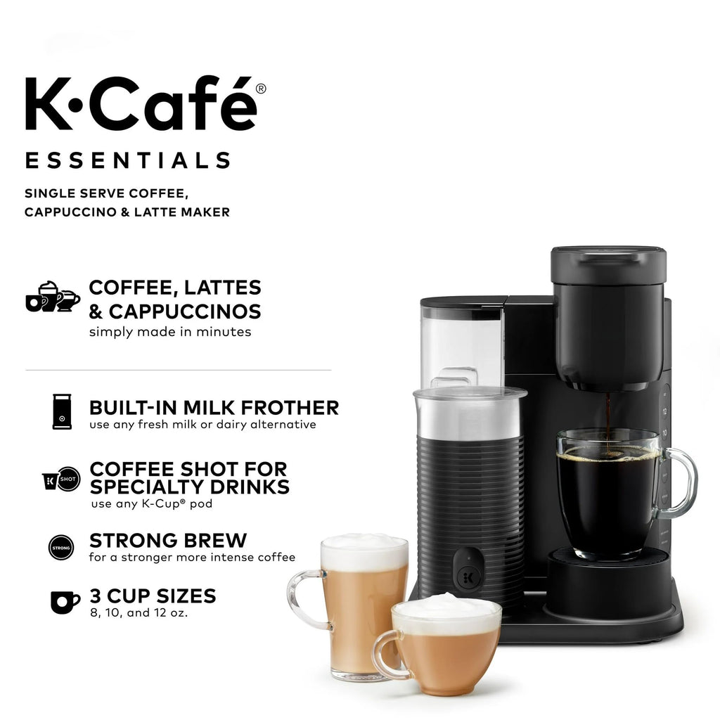 Black Single Serve Coffee Maker with Milk Frother M6103