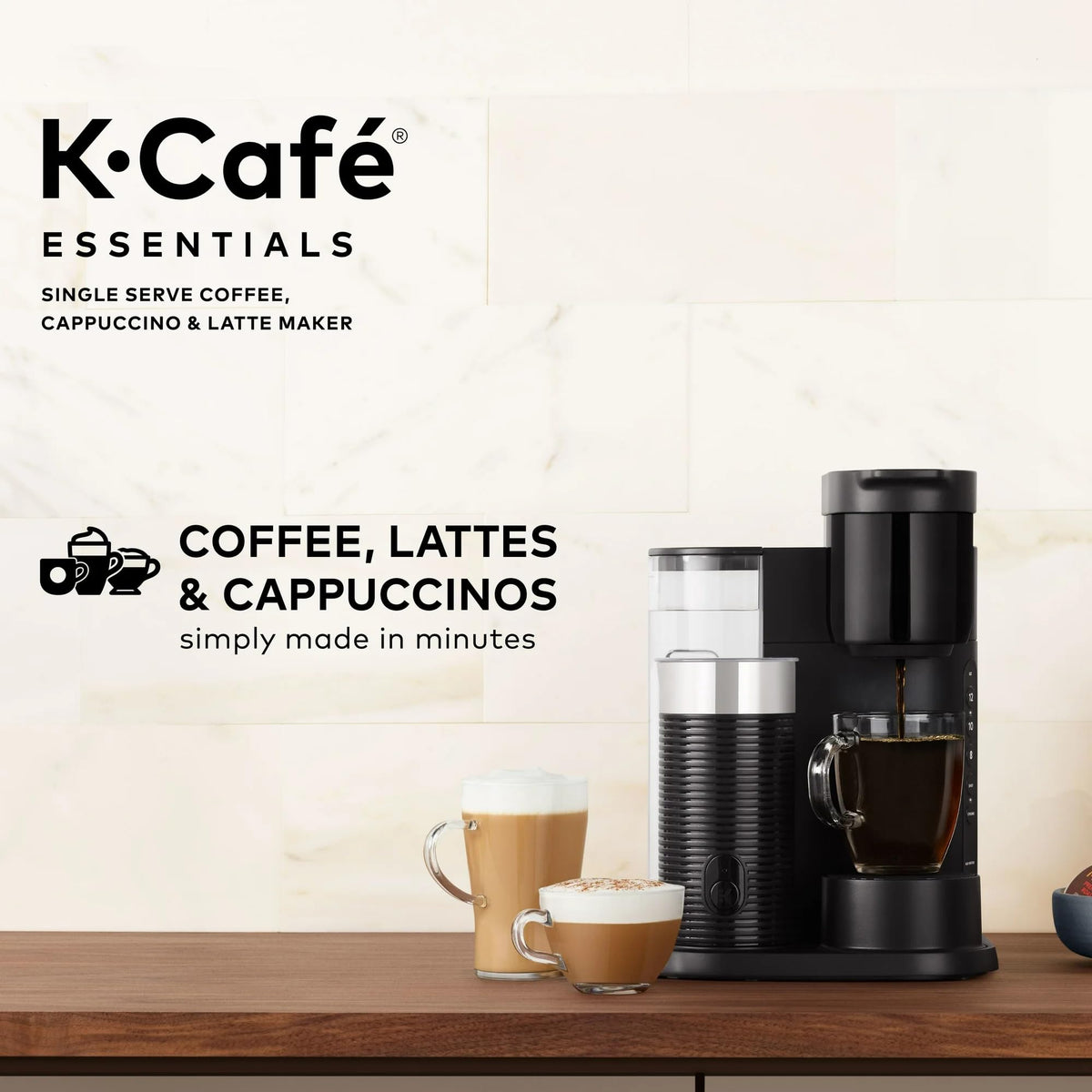 Black Single Serve Coffee Maker with Milk Frother M6103