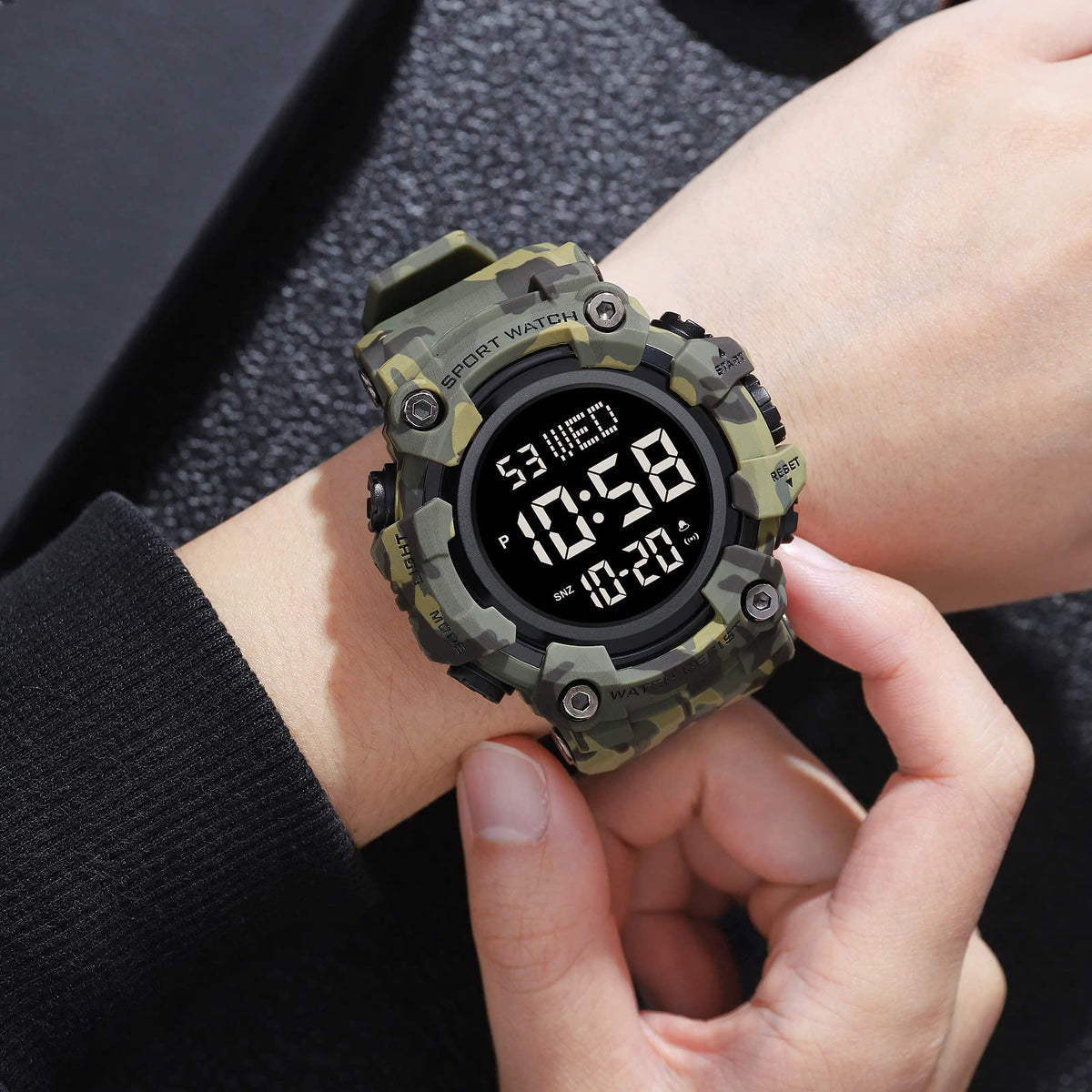 Men's Digital Military Sports Watch Large Face 50M Rubber LED P232952