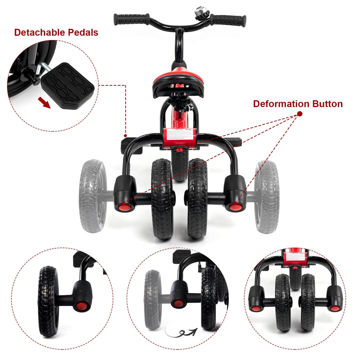 Tricycle for Toddlers 2-5 Years, 3 in 1 Folding Bike H2687