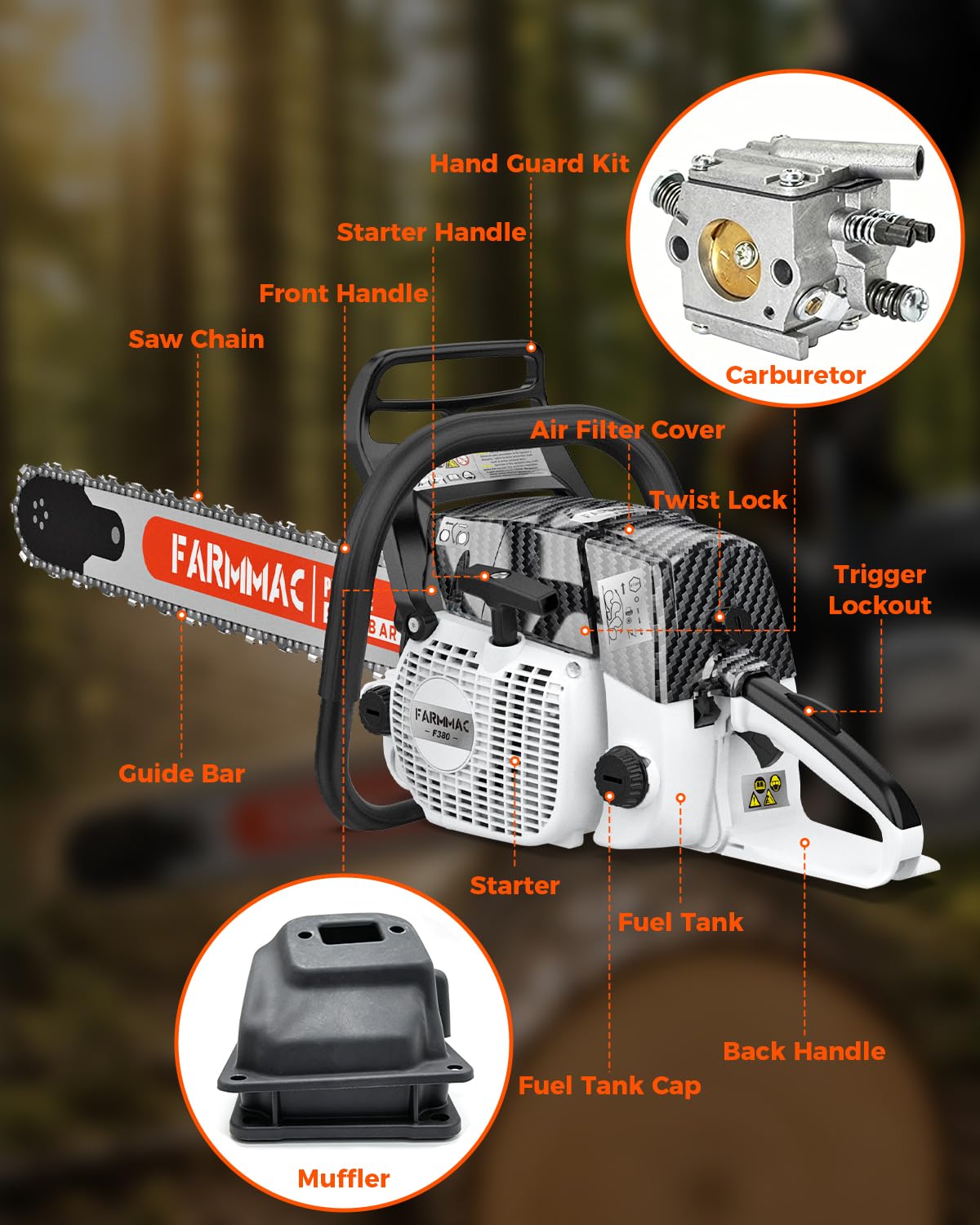 72cc 2-Cycle Gas Chainsaw with 24 Inch Bar X92667