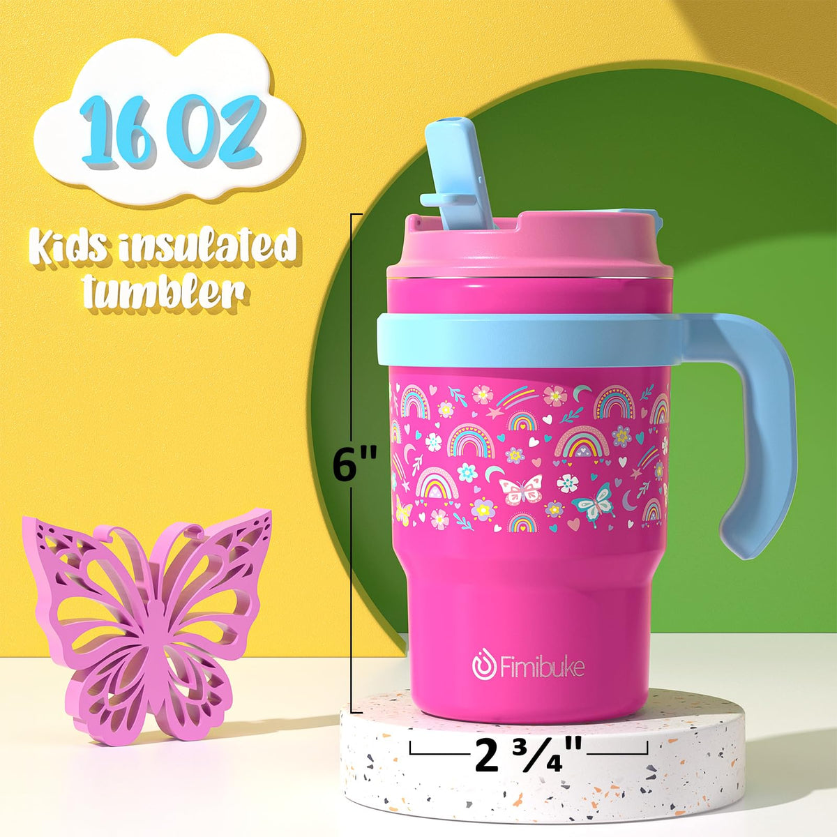 16oz Kids Insulated Tumbler with Handle, 2 Pack W532