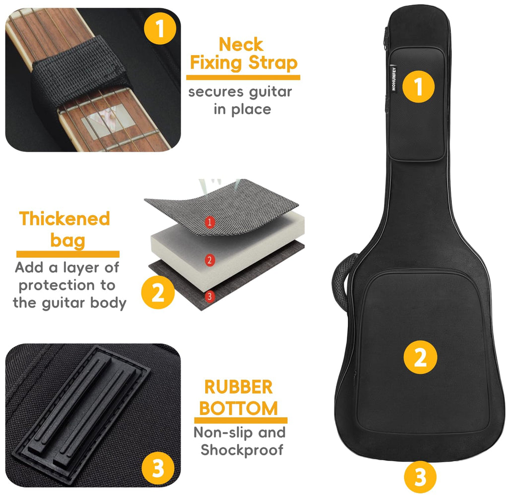 Black Acoustic Guitar Gig Bag with Adjustable Shoulder Strap G10329