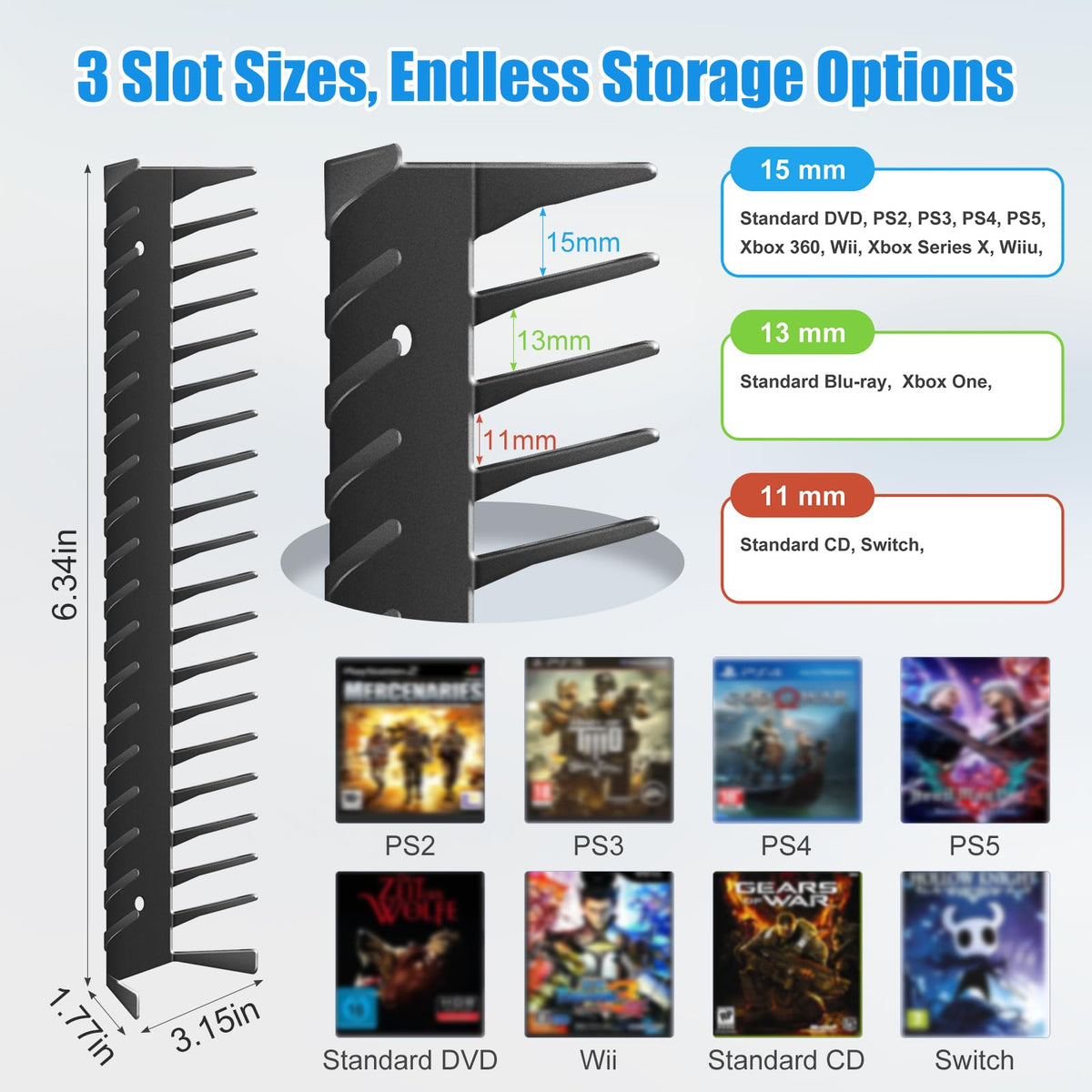 4 Pack Wall Mount Metal DVD Shelf P272904