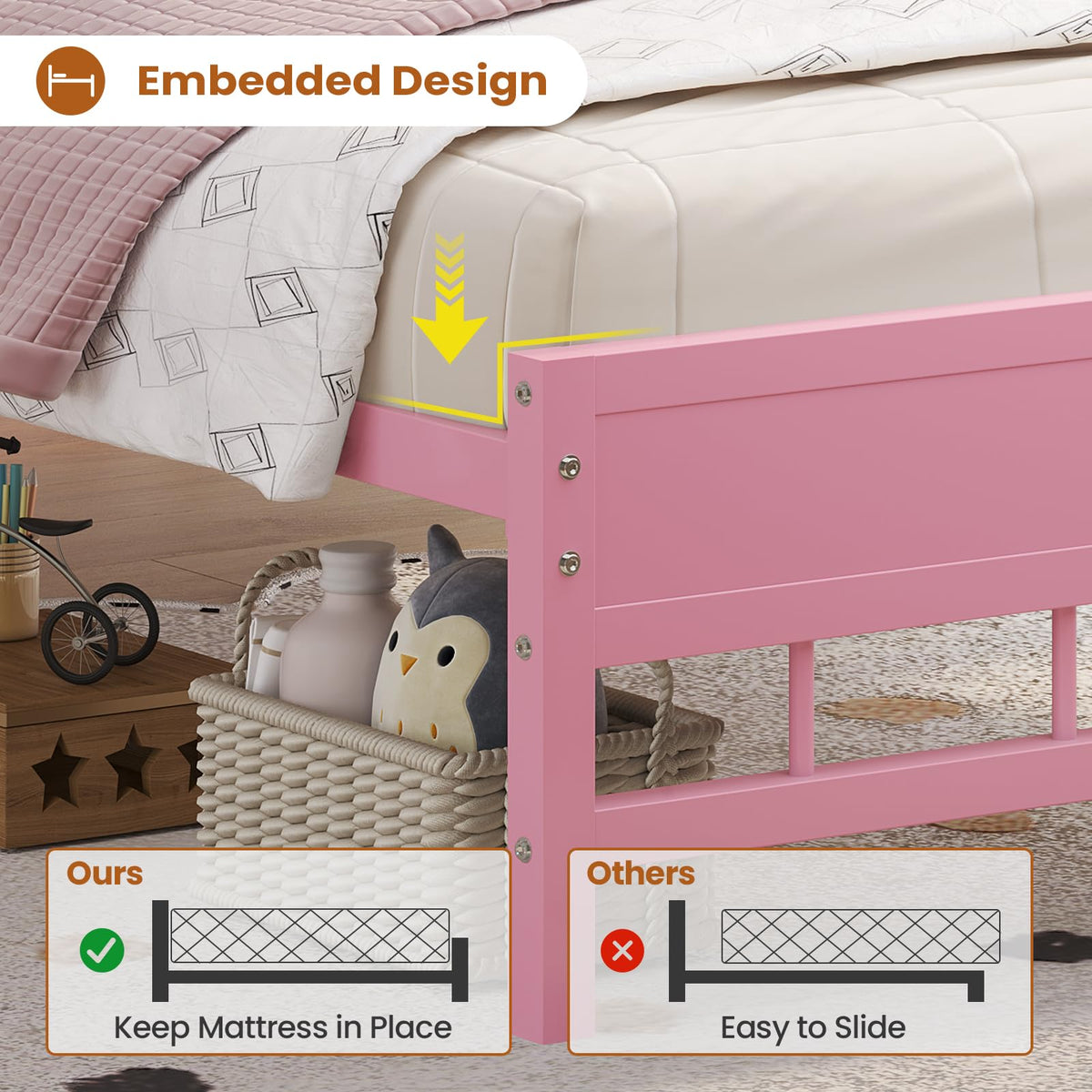 Twin Bed Frame with Storage Headboard E6991