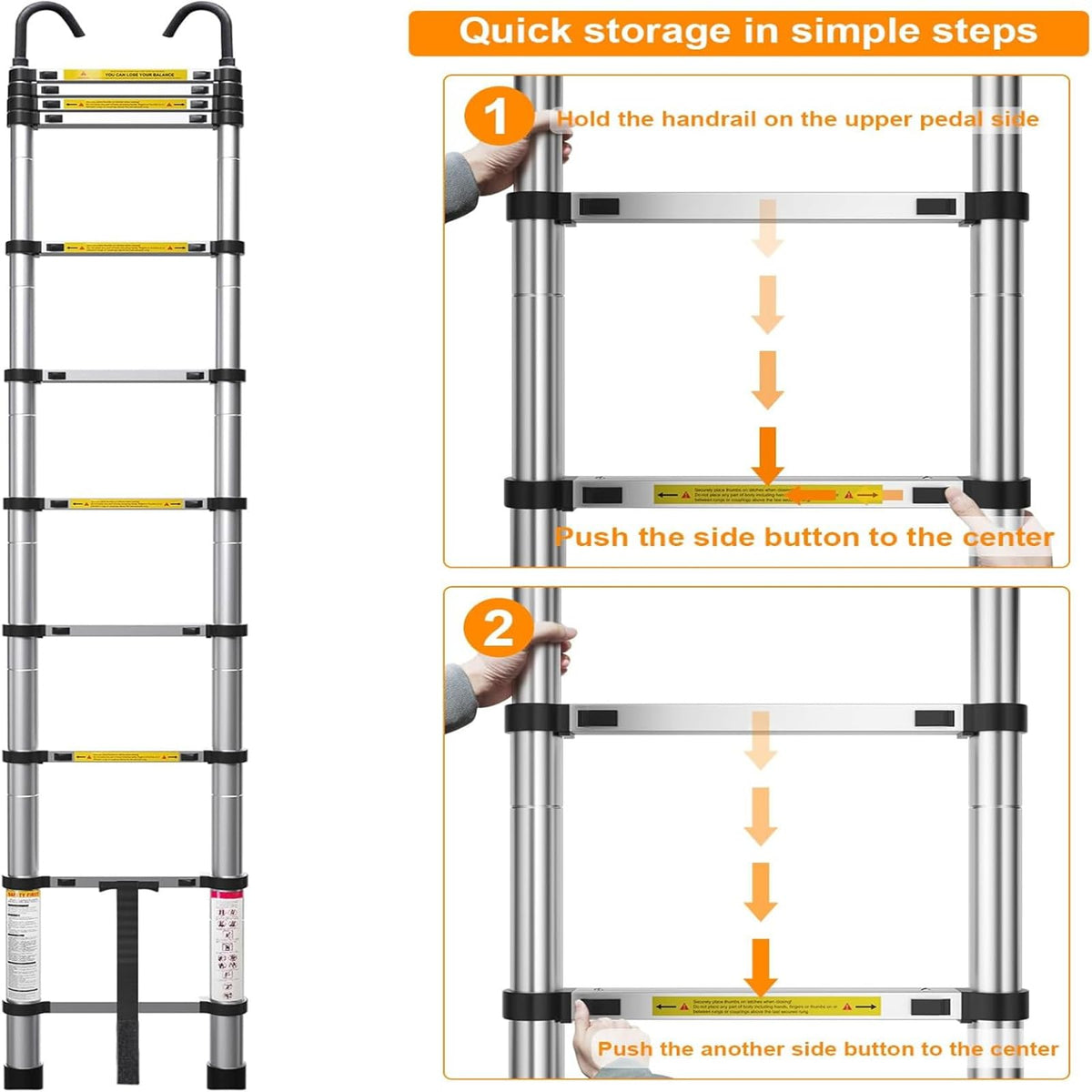 10.5ft Aluminum Telescoping Ladder 330 lbs Capacity K568028