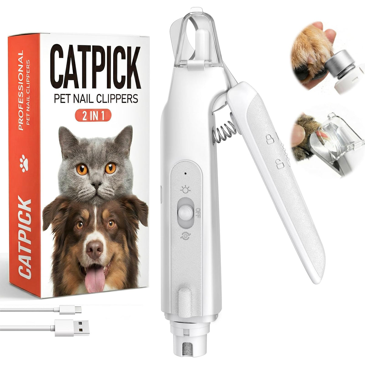 2-in-1 Dog Nail Clippers & Grinder with LED Light D610