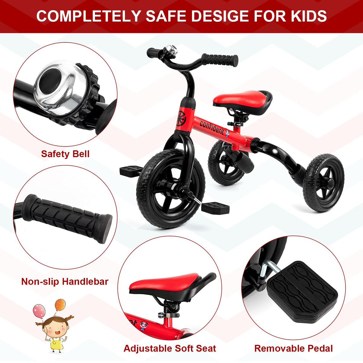 Tricycle for Toddlers 2-5 Years, 3 in 1 Folding Bike H2687