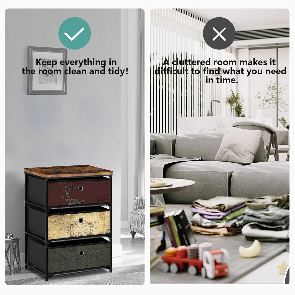 3 Drawer Fabric Nightstand O993