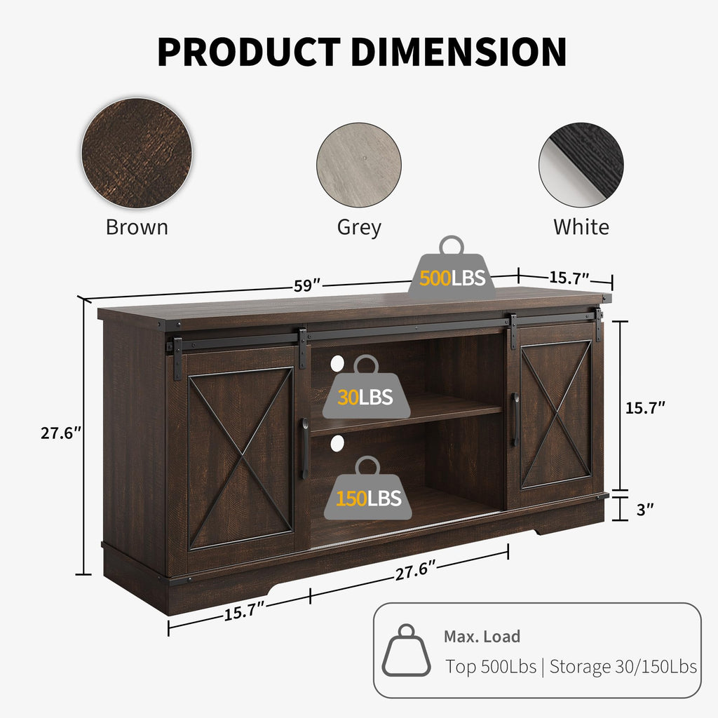 59" Brown Farmhouse TV Stand R8222