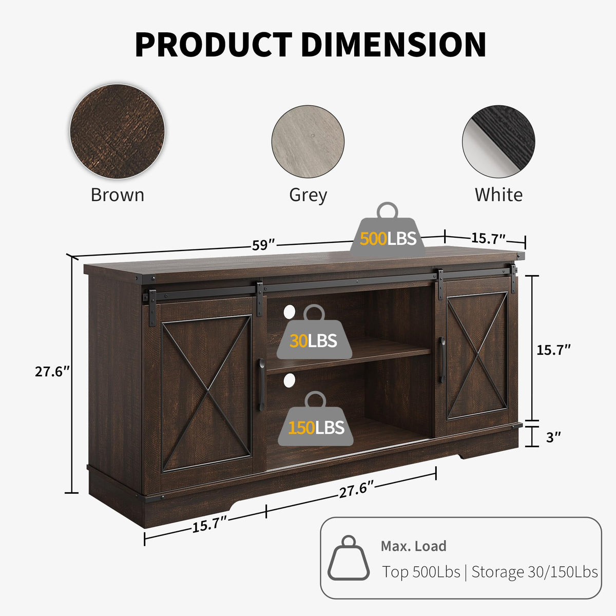 59" Brown Farmhouse TV Stand R8222