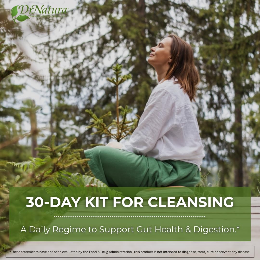 Whole Psyllium Husk Fiber Powder Herbal Capsules & Tea 30 Day Colon Cleanse Kit P600