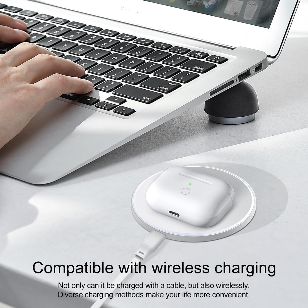 White Wireless Charging Case Replacement with Bluetooth Pairing Sync Button R9159