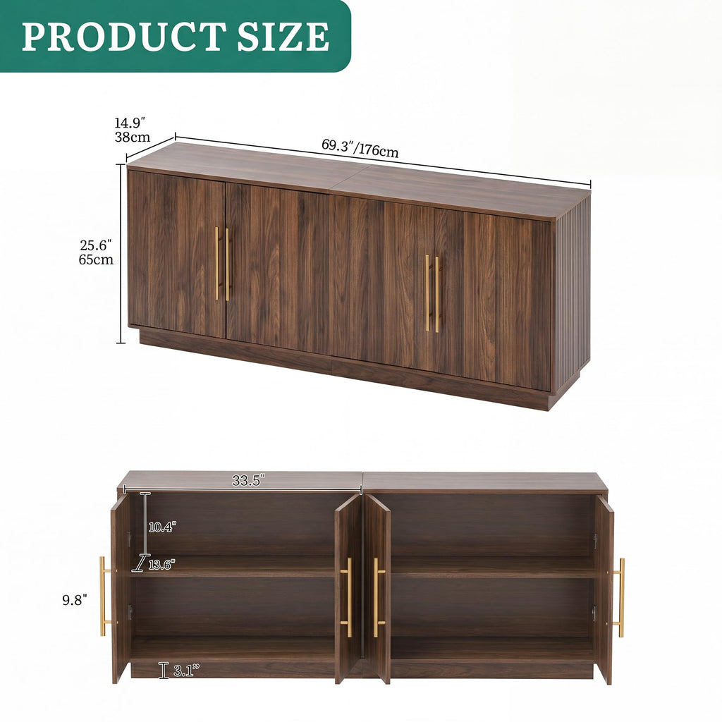 70" TV Stand with 4 Fluted Doors H573522