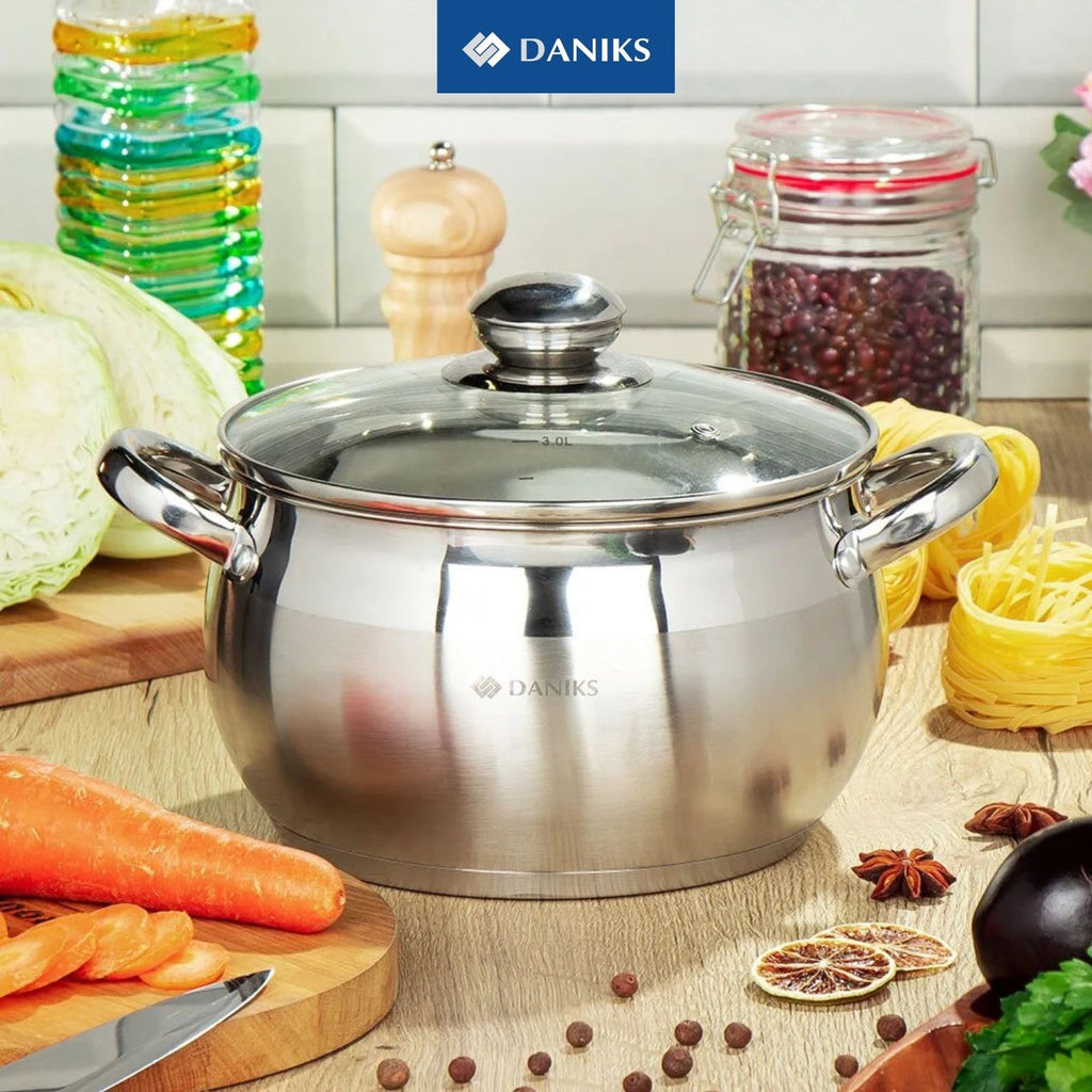 6.5 Quart Stainless Steel Stock Pot with Glass Lid O985504