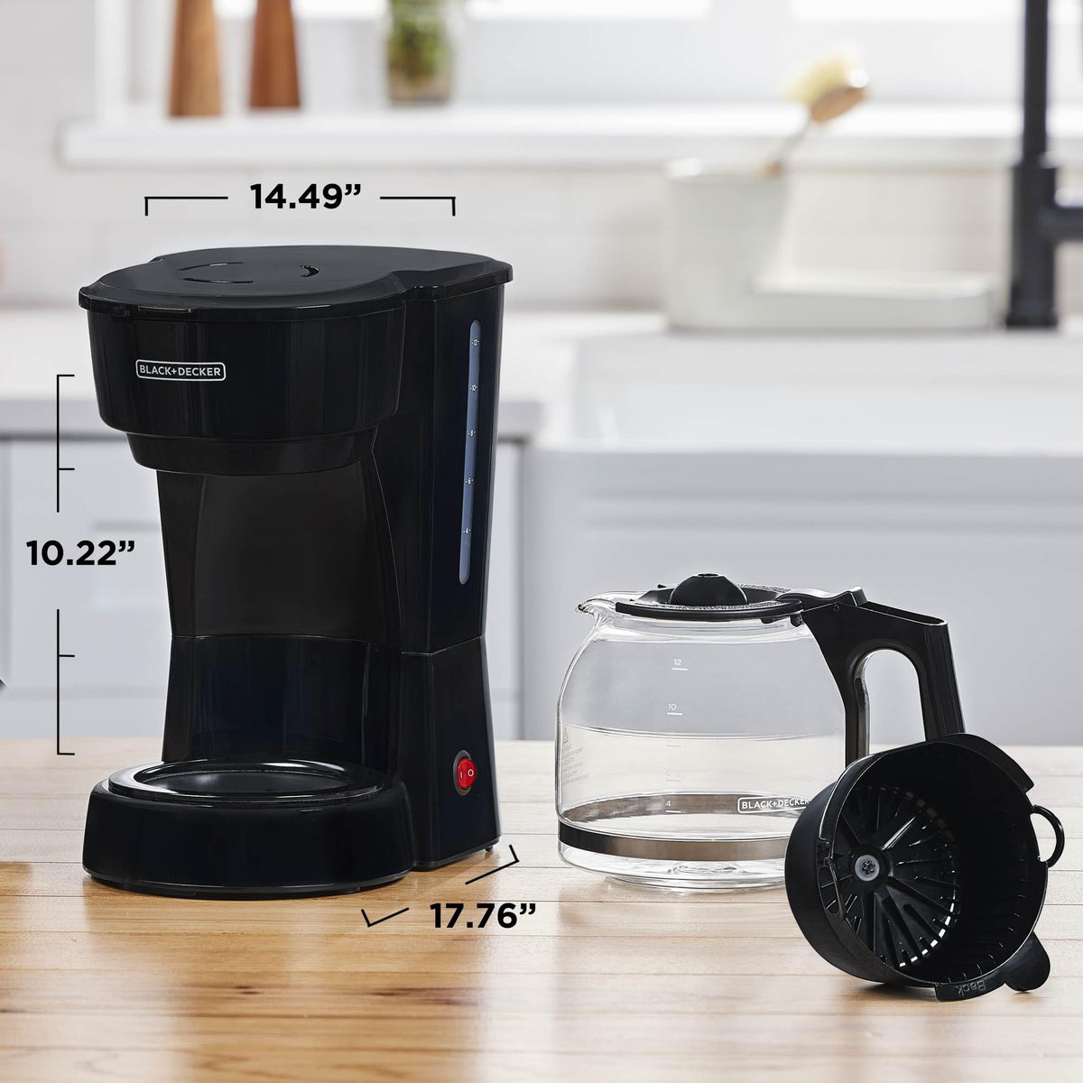 12-Cup Coffee Maker with Removable Filter Basket, Black K495504