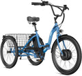 Electric Tricycle for Adults, 600W Folding, 24" 499Wh, 15.5MPH, Removable Battery, 3 Wheel, Blue C4130