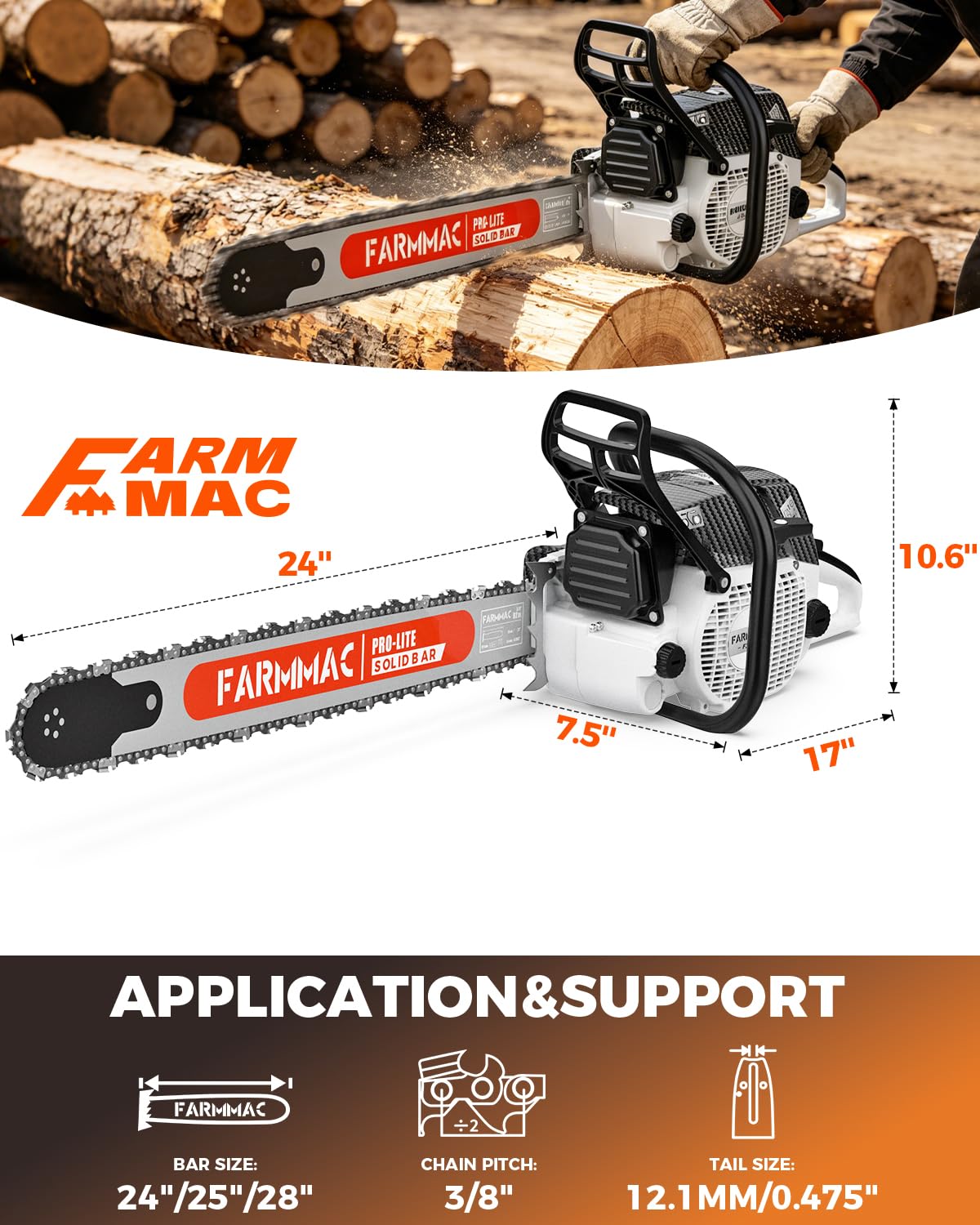72cc 2-Cycle Gas Chainsaw with 24 Inch Bar X92667