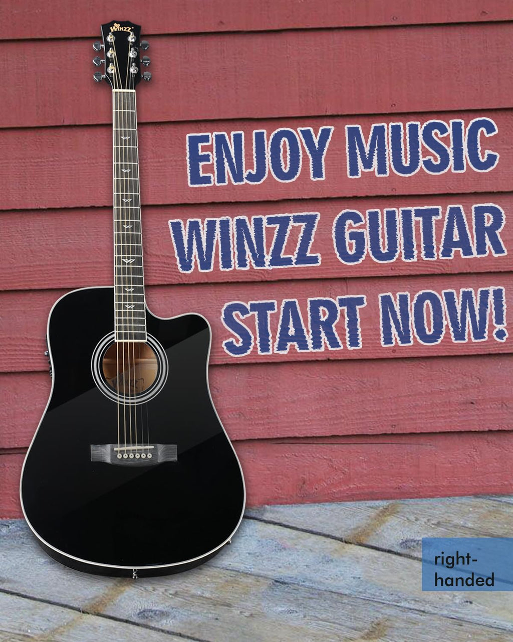 Glossy Black 4/4 Full Size 6 Steel-String Acoustic-Electric Guitar J56393