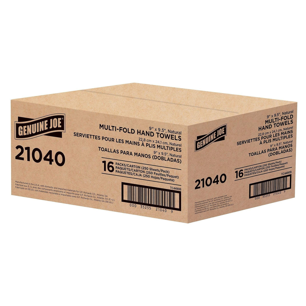 Multifold Paper Hand Towels 1-Ply Kraft 100% Recycled 250 Count 16 Pack L63120